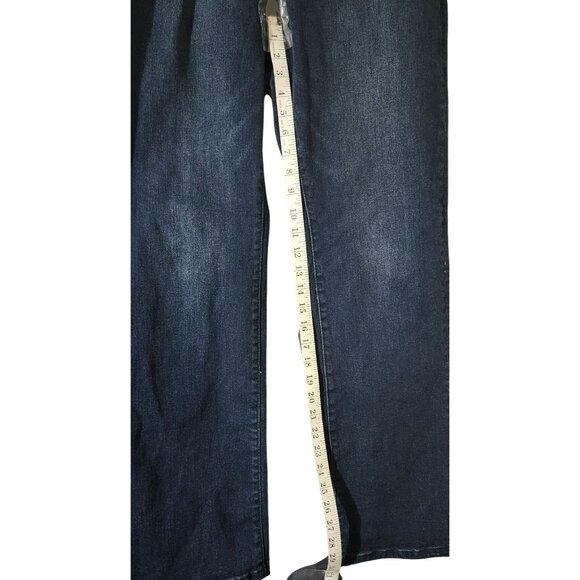 Express Womens Dark Wash Jeans Size 16 Mid-Rise Straight Leg Stretch Denim - Picture 6 of 7